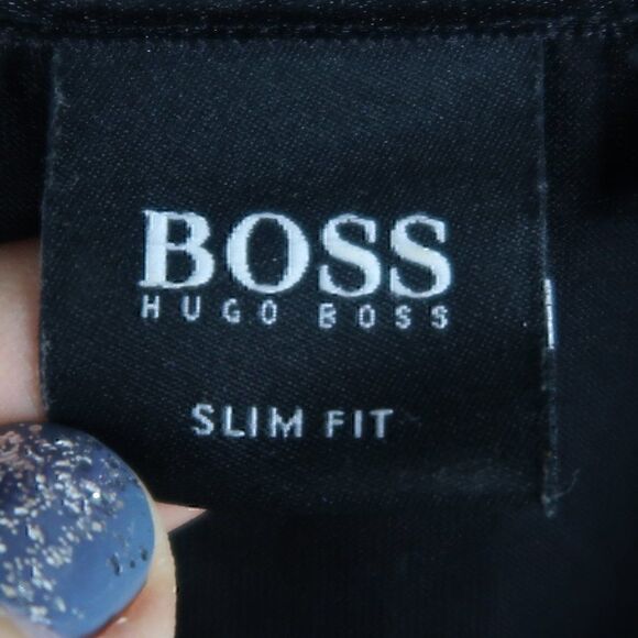 BOSS HUGO BOSS BLACK V NECK LONG SLEEVE SILK SHIRT SIZE MEDIUM - Picture 2 of 11